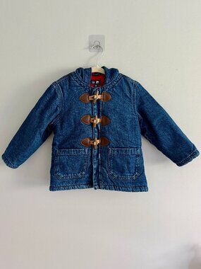 Gap x Paddington Denim Toggle Jacket Hooded Fleece Lined Coat 3T